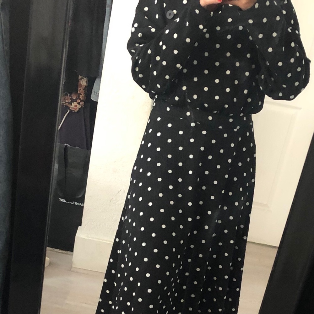 Black polka dot dress